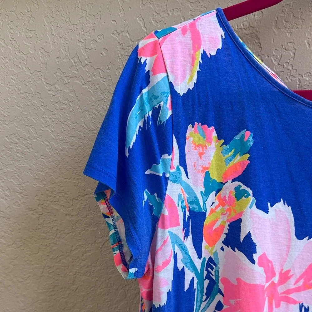 Lilly Pulitzer Blue Floral Shift Dress with Pink, Green & Yellow Accents - Picture 2 of 4